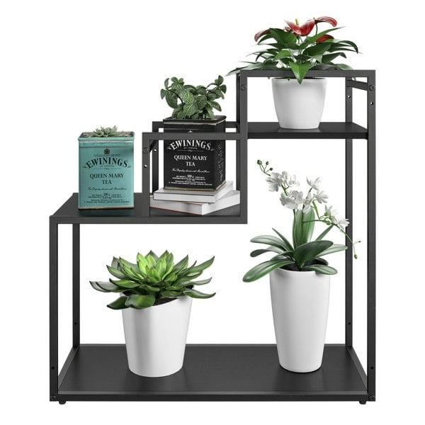 Dorel Home Weston Plant Stand with 3 Shelves Black/Oak