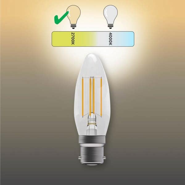 BELL Lighting B22 LED Filament Candle 4.5W Energy Saving Light Bulbs