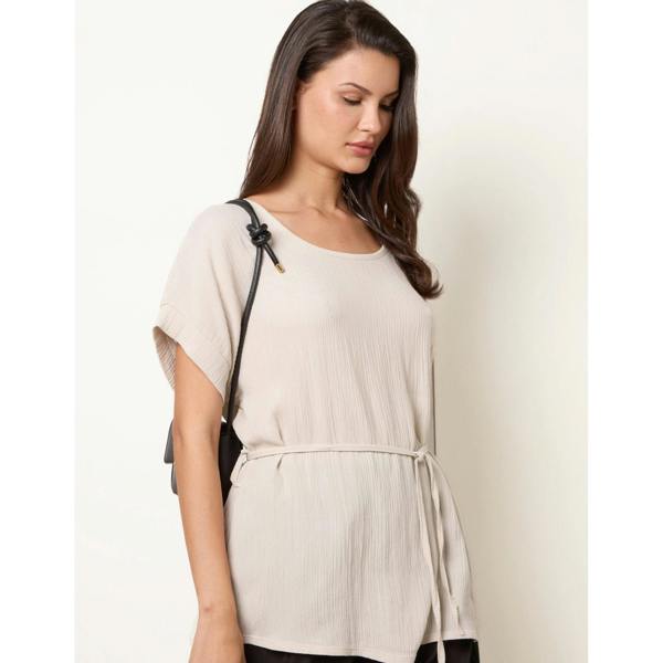 Blue Vanilla Belted Wide Sleeve Top