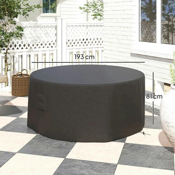 Garden Patio Large Furniture Set Round Cover 600D Oxford Waterproof, Ф193 x 80H cm, Black