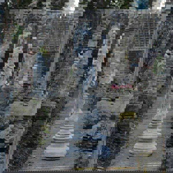 Classic Stone Cast Roman Lady statue with a Jug on Column