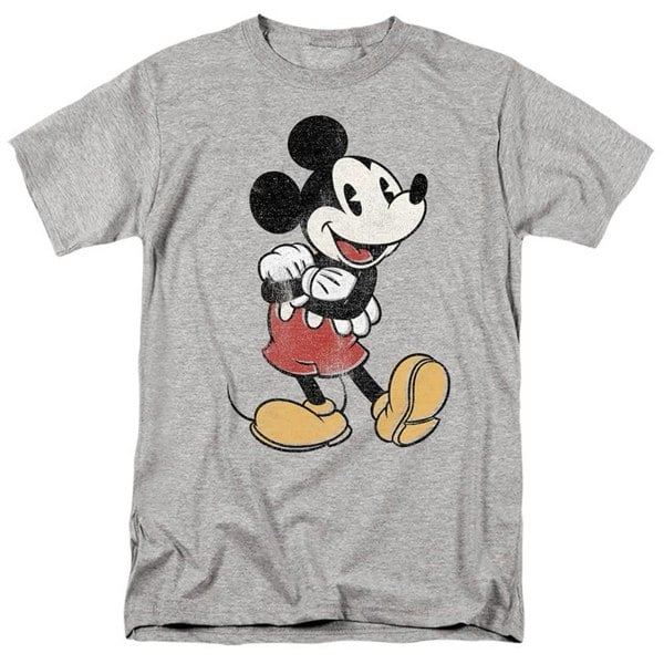 Disney Mens Mickey Mouse Classic Pose T-Shirt - Sport Heather