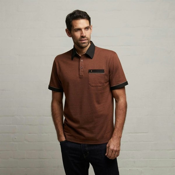 Gabicci G53X11 Mens Short Sleeve Oxford Jersey Polo Shirt Gabicci Classic - WALNUT