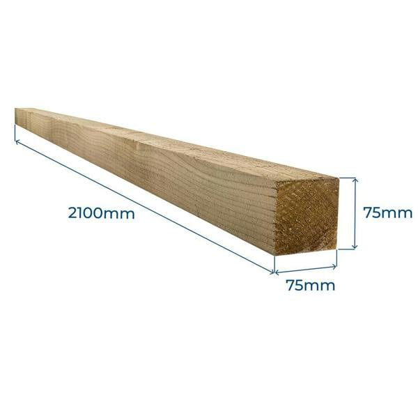 Snowdon Timber Treated 3x3" Fence Post (W) 75mm (H) 2.1m