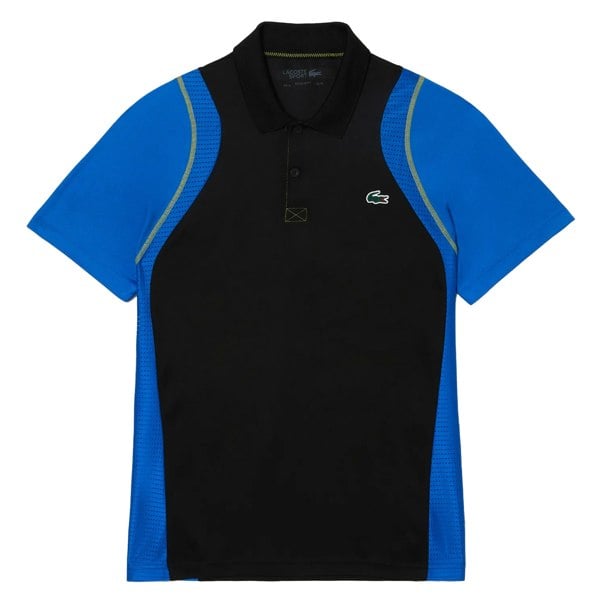 Lacoste Mens Recycled Polyester Tennis Polo Shirt - Black/Blue