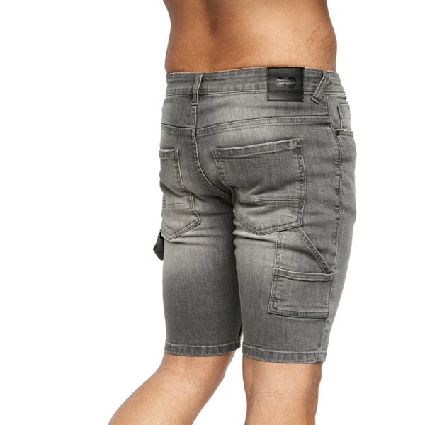 Crosshatch Mens Carpenter Denim Vintage Shorts - Light Grey Wash