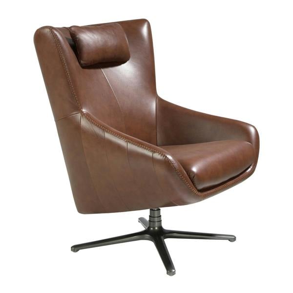 Angel Cerdá Cognac Brown Leather Swivel Armchair 5089
