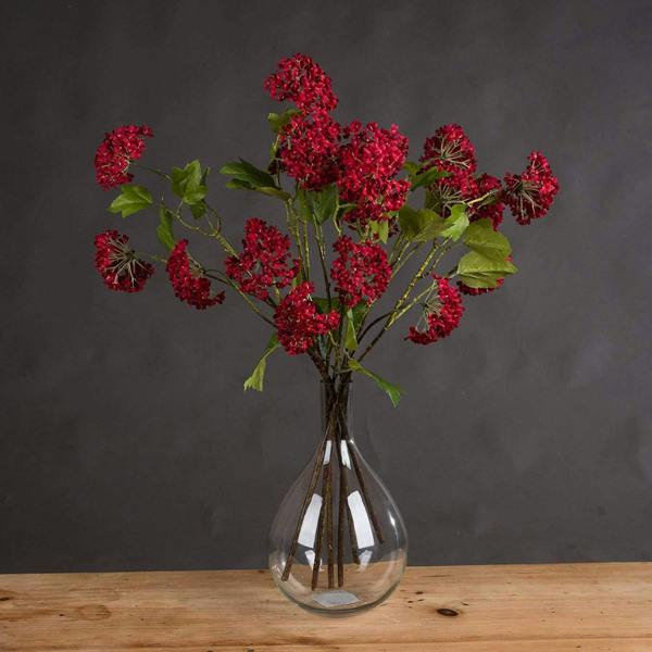 Hill Interiors Artificial Faux Red Autumnal Viburnum Spray - Red - 