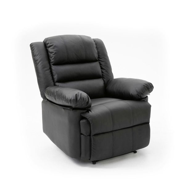 Lisbon Leather Manual Recliner Armchair in Black