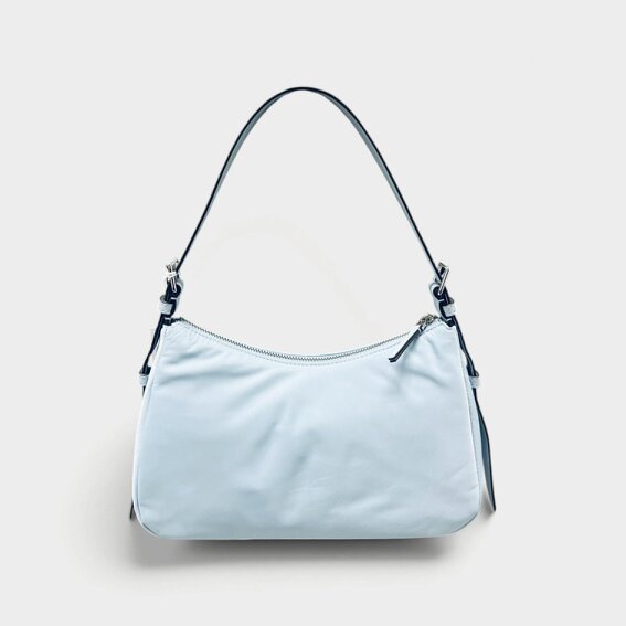 Tory Burch Nylon Zip Top Shoulder Bag Morning Blue