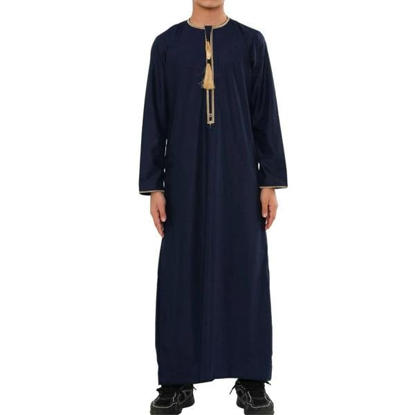 TT-003 - Boy's Emirati Omani Gold Tassel Embroidery Thobe - Navy - Thobez - 8