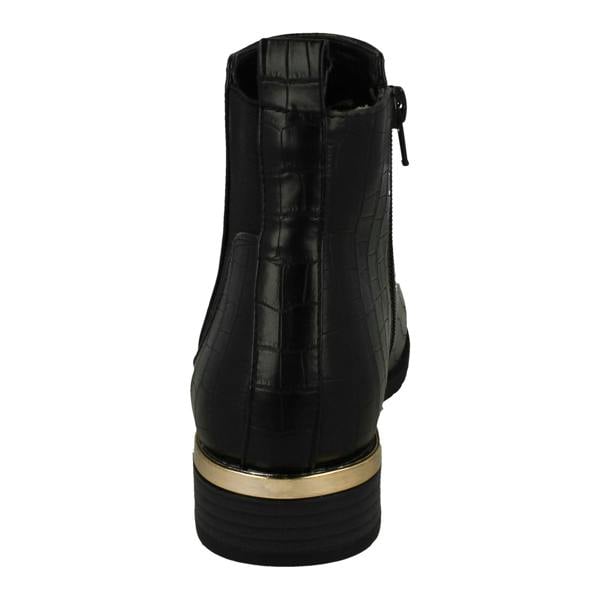 Spot On Ladies Spot On Croc Detailed Ankle Boots F51196