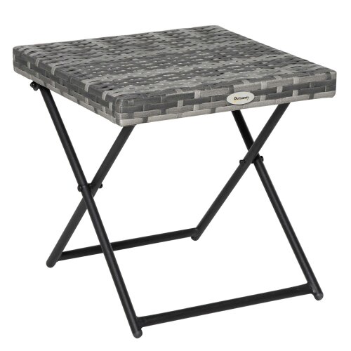 Wyld Haus Tasaso Faux Rattan Grey Square Folding Outdoor Side Table With Steel Frame