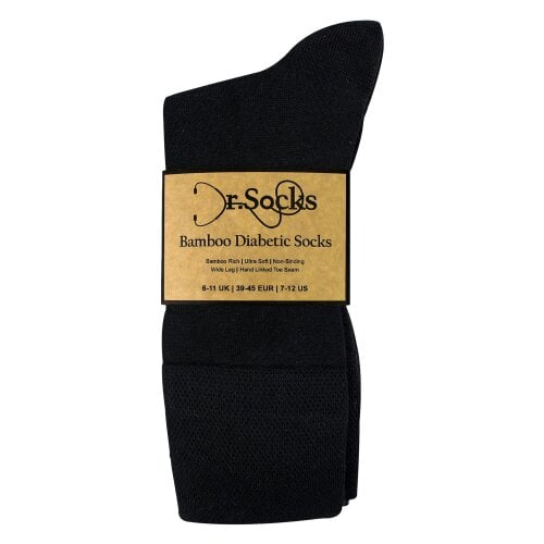 Dr.Socks 4 Pack Mens Bamboo Diabetic Socks Soft Breathable Non Binding Socks