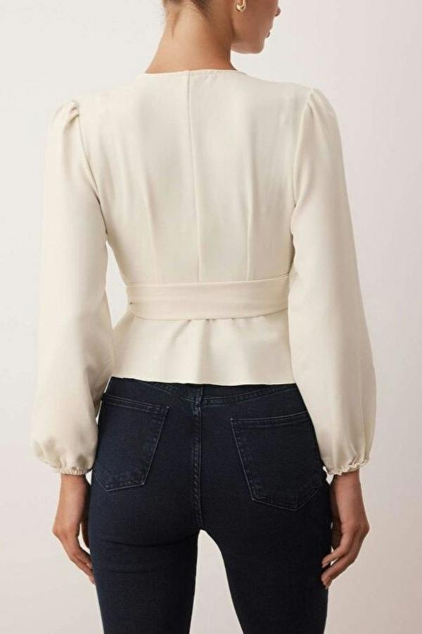 WOVCOR Woven Blouse with Tie Detail