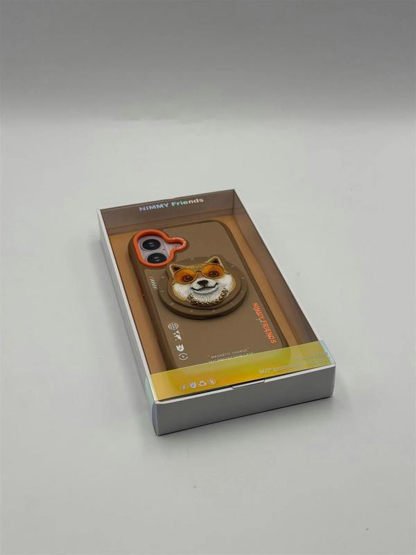 Nimmy Friends Nimmy Glasses Cool Dog Face Case with Detachable MagSafe Grip Stand for iPhone 17 6.3" Brown Orange - N-YJKM-CXZJ-IP17-012