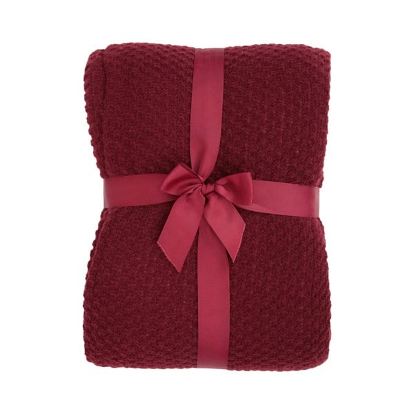 Mountain Warehouse Borg Lined Knitted Blanket - Burgundy