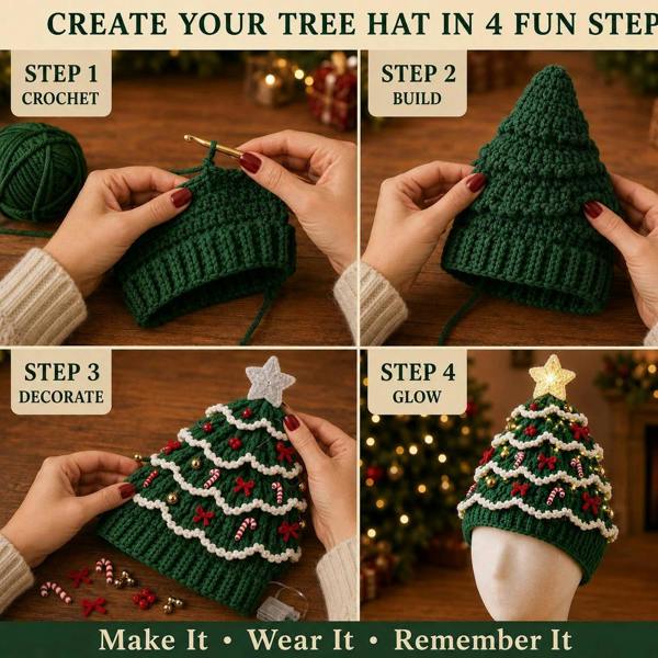Leaper Christmas TreeCrochet Hat DIY Kit