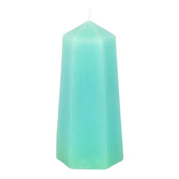Luck crystal candle, mint green faceted taper with white wick