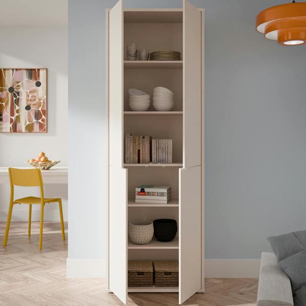 Furniture To Go Alice Springs 4 Door Tall Storage Cabinet with Push-to-Open Doors in Sand