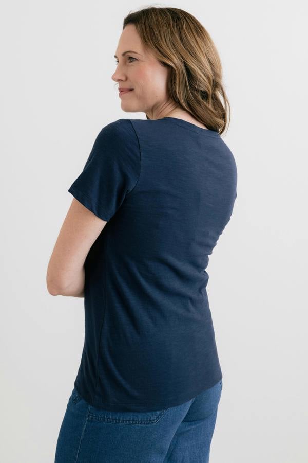 Lily & Me Victoria Organic Cotton V-Neck T-Shirt Navy