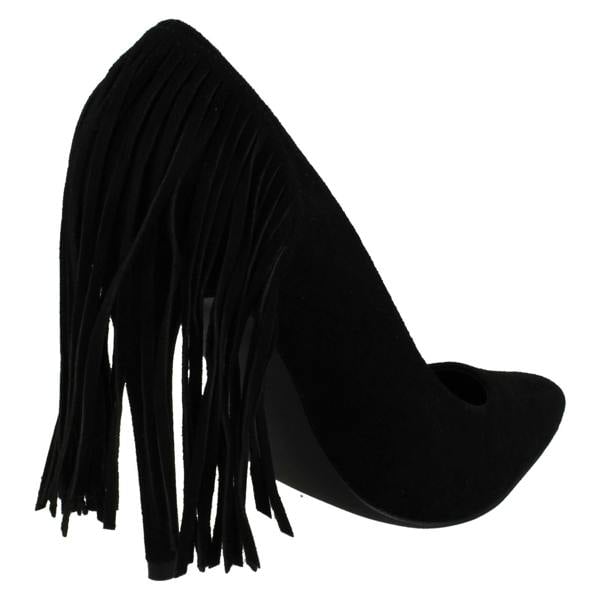 Spot On Ladies Spot On High Heel Fringe Trim Court Shoe