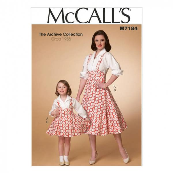 McCalls 7184 Paper Sewing Pattern – Women's & Kids' Dress, Pinafore, Shirt & Top, Intermediate