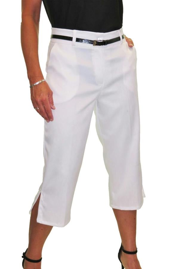 Paulo Due Women's Matt Satin Cropped Trousers White