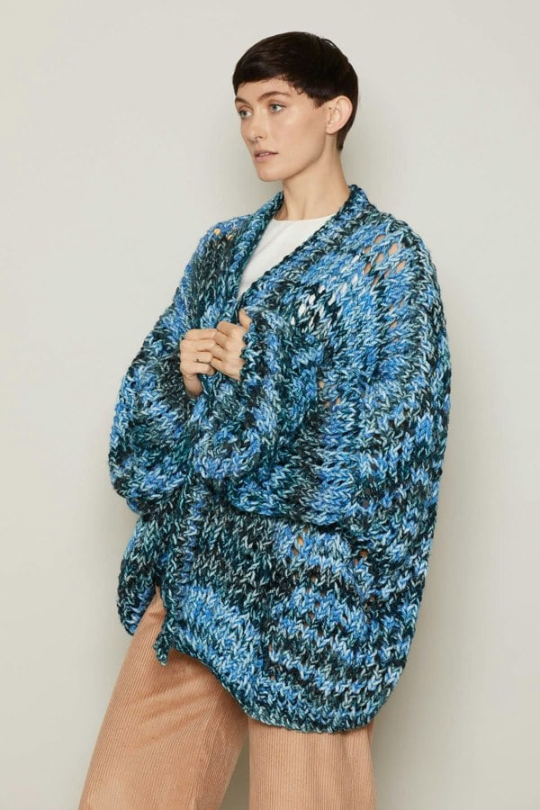 Bo Carter Hand Knitted Norma Cardigan - Hurricane Blue