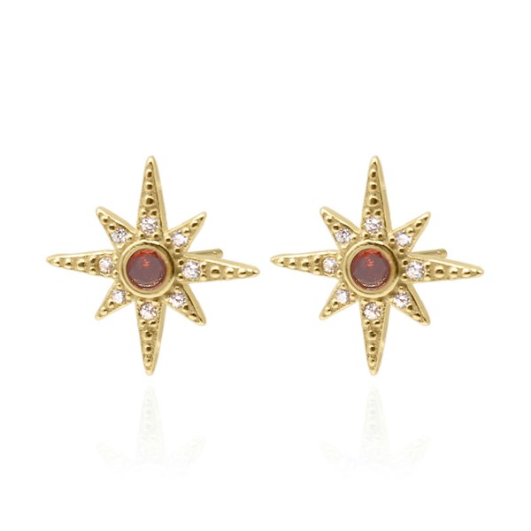 Luna Charles Ursa Birthstone Star Stud Earrings - 18K Gold Plated