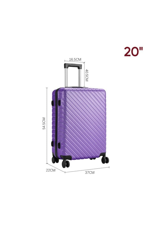 Living and Home Set of 3 Lightweight Hardside Travel Suitcase with Spinner Wheels - Purple