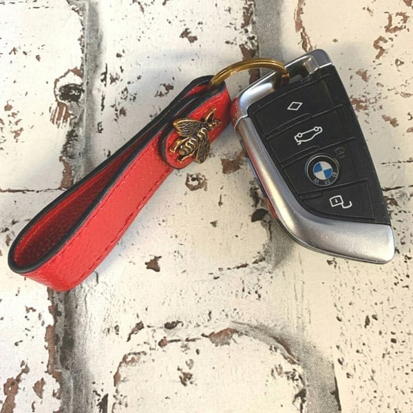 Love EMVY Leather Bee Keyring – Red