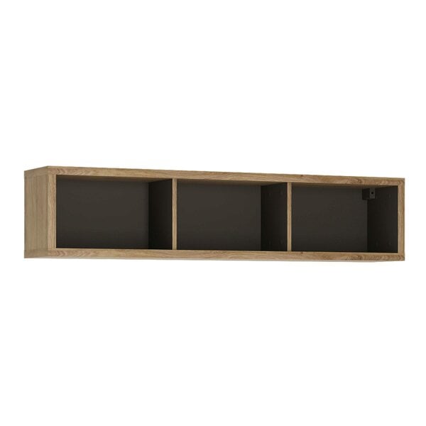 Wyld Haus Athens Natural Oak Wood Effect  Wide Wall Shelf 3 Compartments