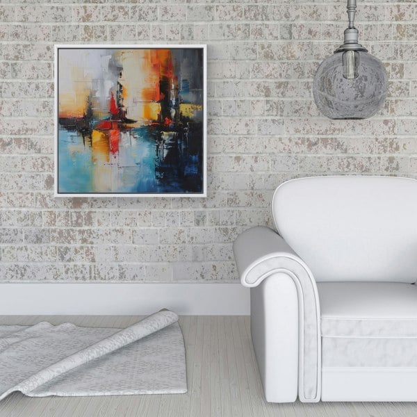 Warren Reed Reflective Splendour: City In Abstract Framed Canvas