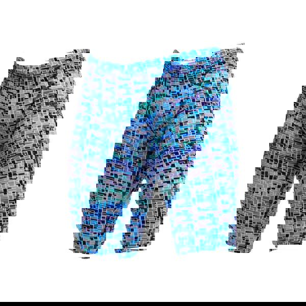 Blue Funky Trunks Jack Stack swim training jammer with pixelated geometric pattern