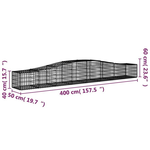 Berkfield Arched Gabion Basket 400x50x40/60 cm Galvanised Iron
