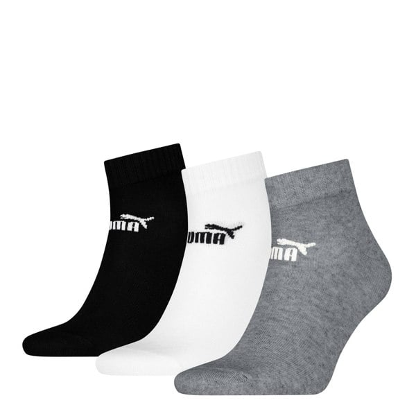 Puma Unisex Adult Quarter Ankle Socks (Pack of 3) - Black/White/Grey