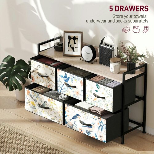 Wyld Haus Tonona Wooden White 5 Drawer Storage Chest