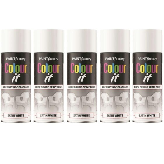 Paint Factory 5X  White Satin Spray Paint 400ml