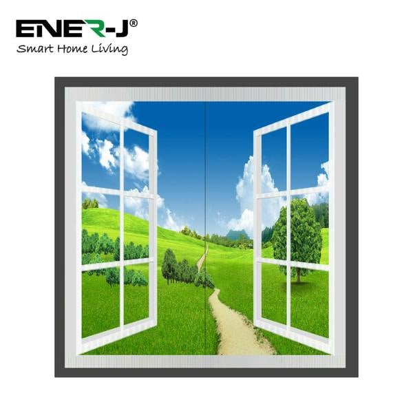 ENER-J Window Style LED Panel Set of 2, 120x60 cms, Surface Mounted, Grassland Design, 6000k for Office, Meeting Room, Foyer or Waiting Room