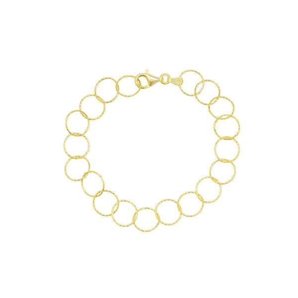 Spero London Textured Circle Hoops Sterling Silver Chain Bracelet