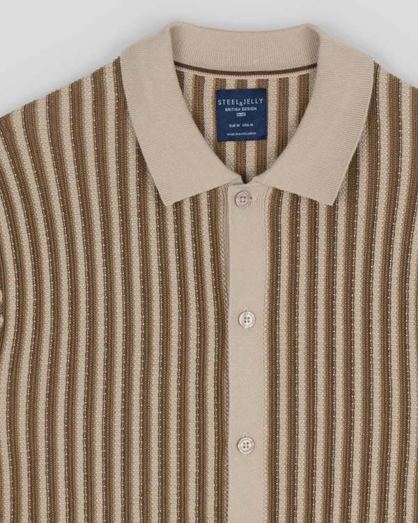 Steel & Jelly Grove - Textured Stripe Knitted Short Sleeve Shirt
