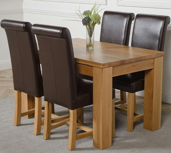 That's Furniture Dakota Small Oak Dining Table with Washington Leather Chairs