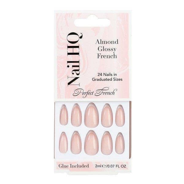 Nail HQ Almond Glossy French Nails (24 Pieces)