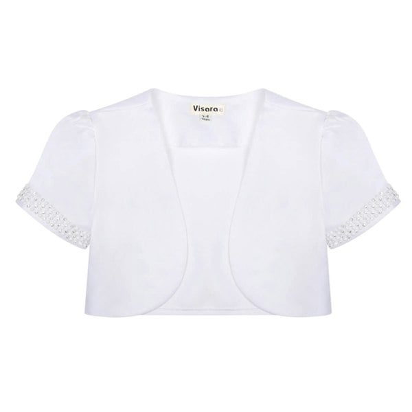 White diamante bolero with cuffs