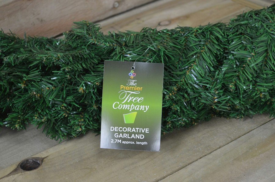 Samuel Alexander 2.7m x 25cm Plain Green Christmas Garland with 200 Bullet Tips