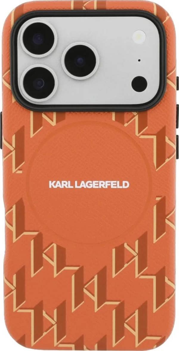 Karl Lagerfeld Monogram Logo Case with MagSafe for iPhone 17 Pro Max 6.9" Orange - KLHMP17X5PGKLMCO