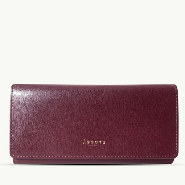 Assots London 'CLAIRE' Plum Polished VT Vintage Leather Flap Over Purse
