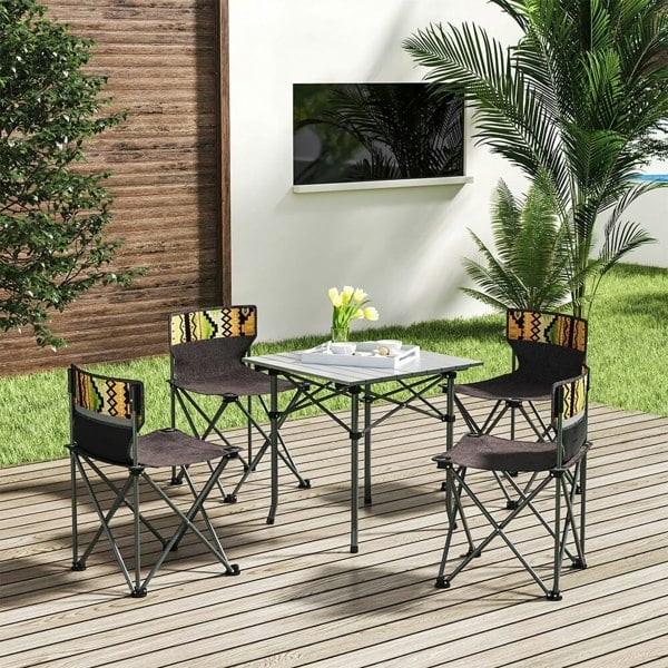 5 Piece Folding Camping Table and Chairs Set Portable with Carrying Bag Garden Dining Sets Living and Home