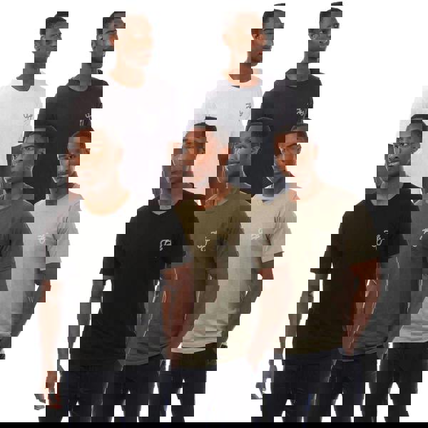 Jack And Jones Mens Tag T-Shirt (Pack of 5) - Navy/White/Black/Grey/Khaki Green - 